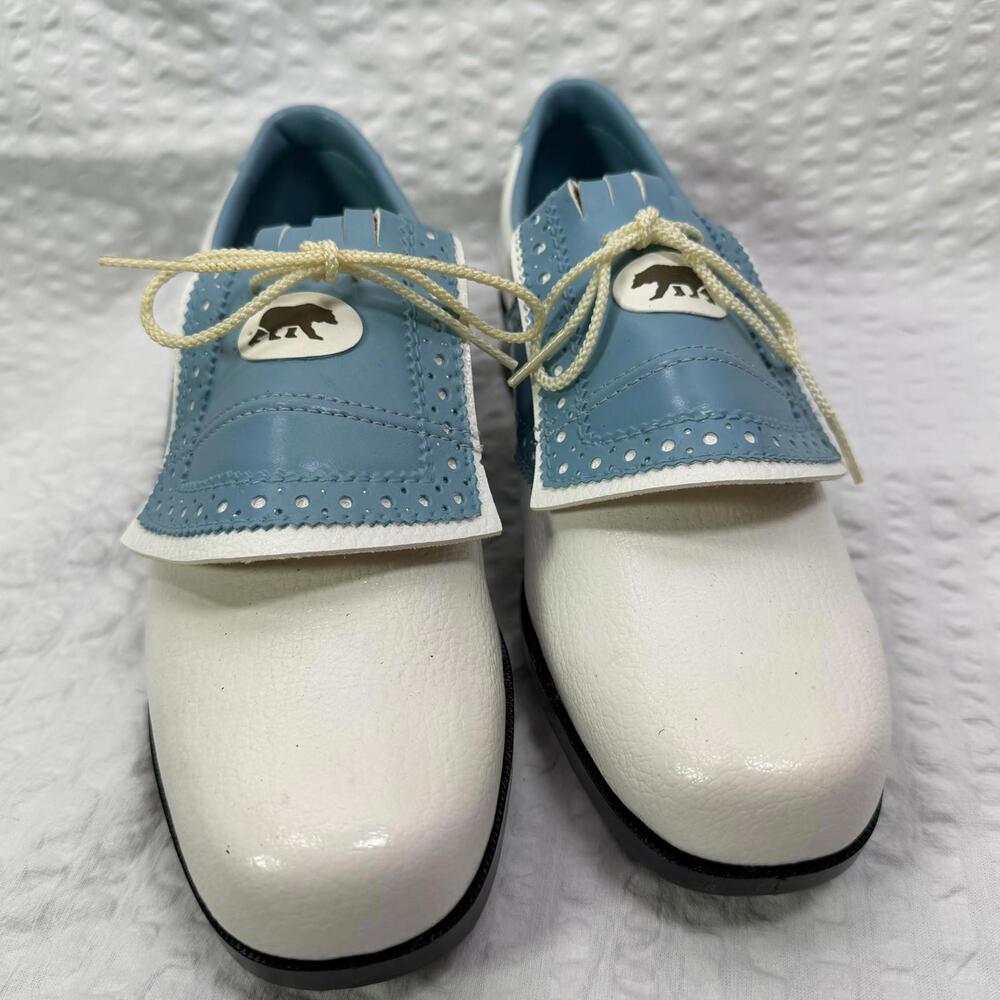 Vintage Ladies Golf Shoes By Jack Nicklaus 6.5 N White W/ Blue USA EUC Women
